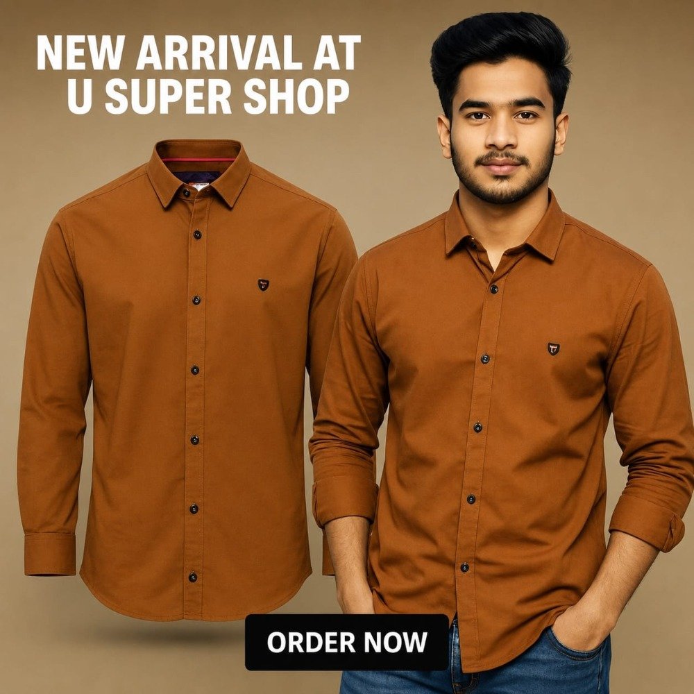 Premium Men's Solid Brown Full Sleeve Casual Shirt